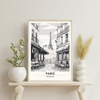 Impression Paris | Impression de Voyage Paris Noir et Blanc | Affiche noir et blanc