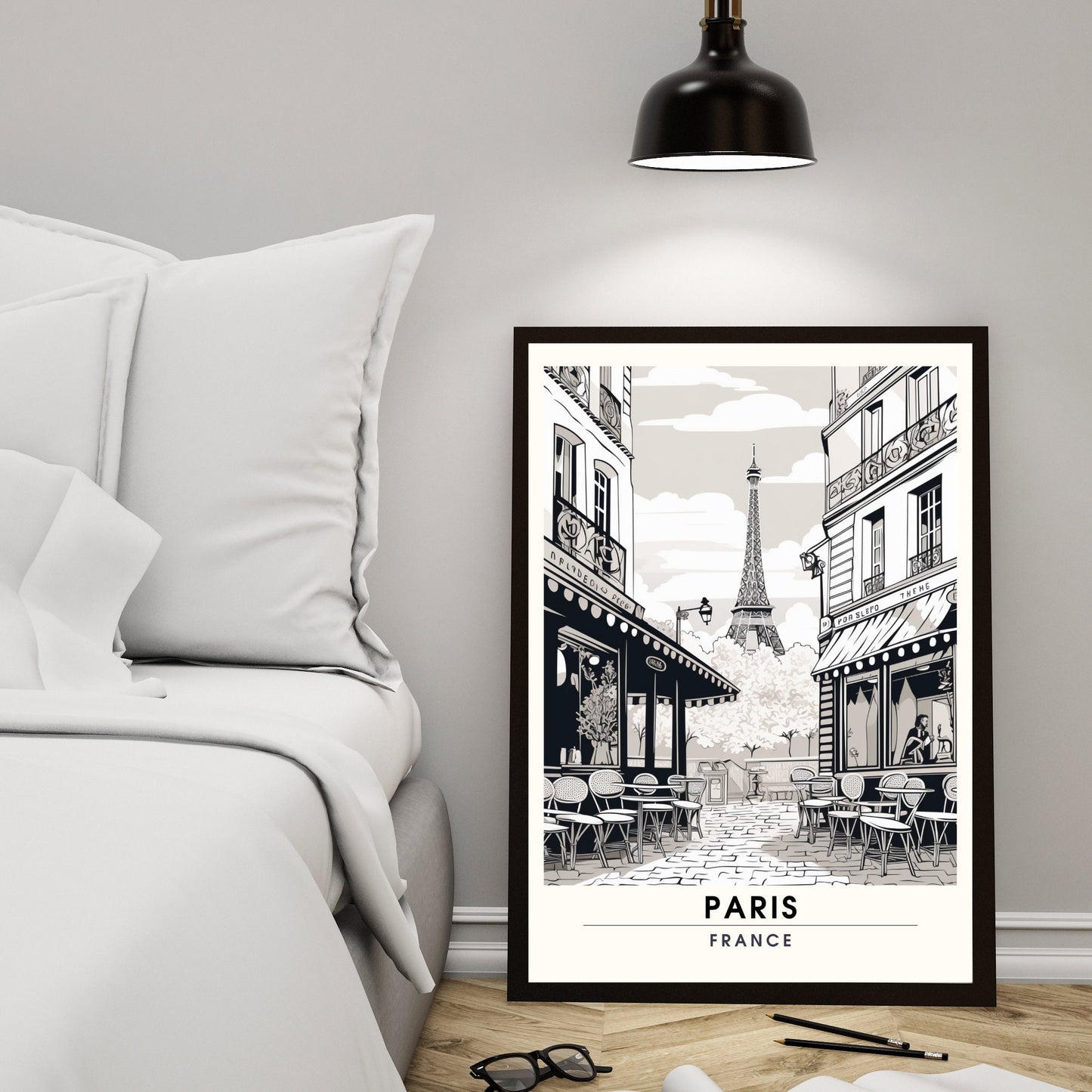 Impression Paris | Impression de Voyage Paris Noir et Blanc | Affiche noir et blanc