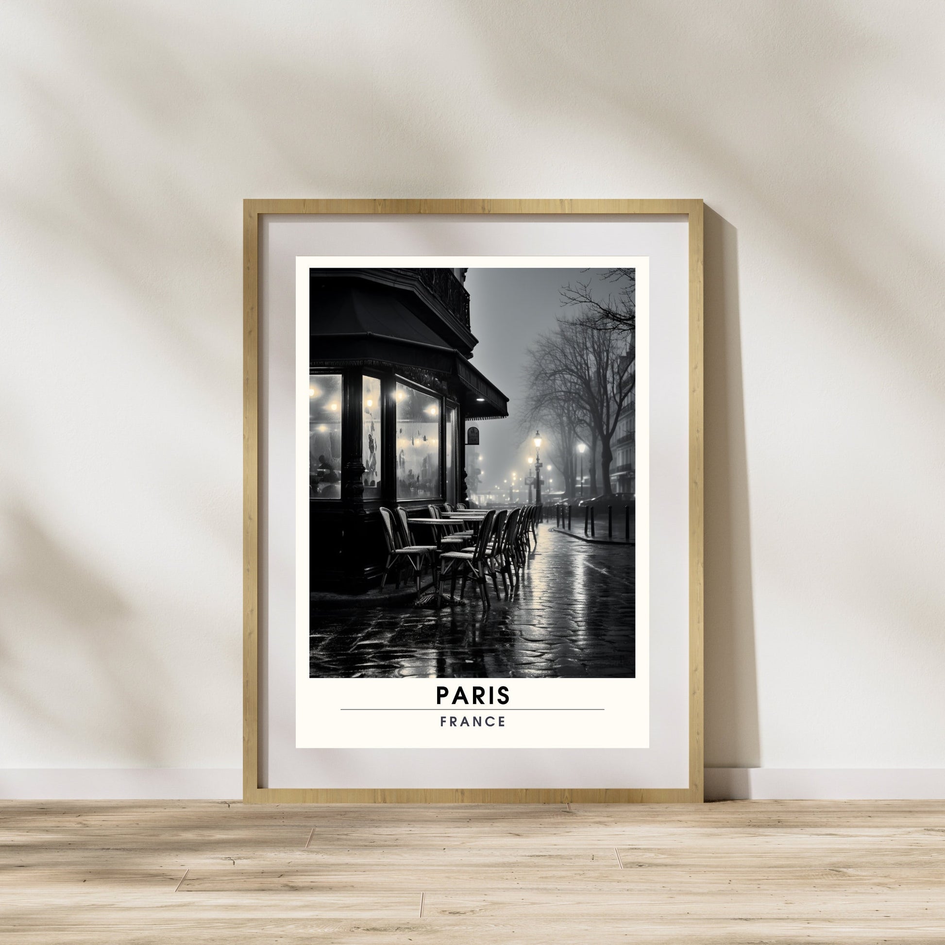 Impression Paris | Impression de Voyage Paris Noir et Blanc | Café parisien