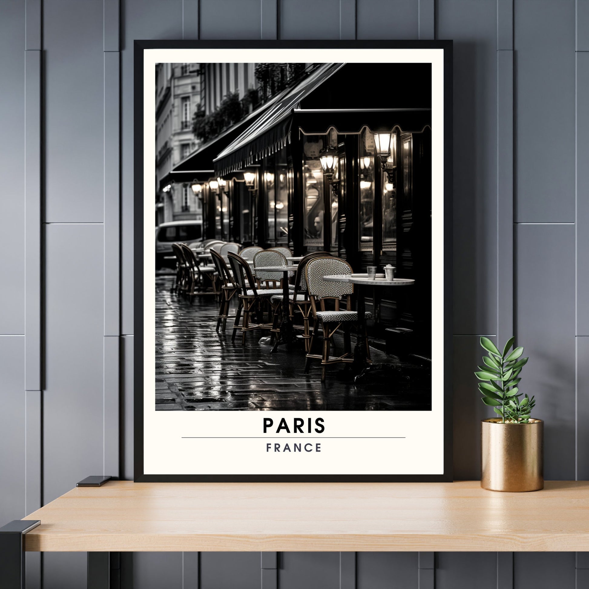 Affiche Paris | Impression de Voyage Paris Noir et Blanc | Café parisien