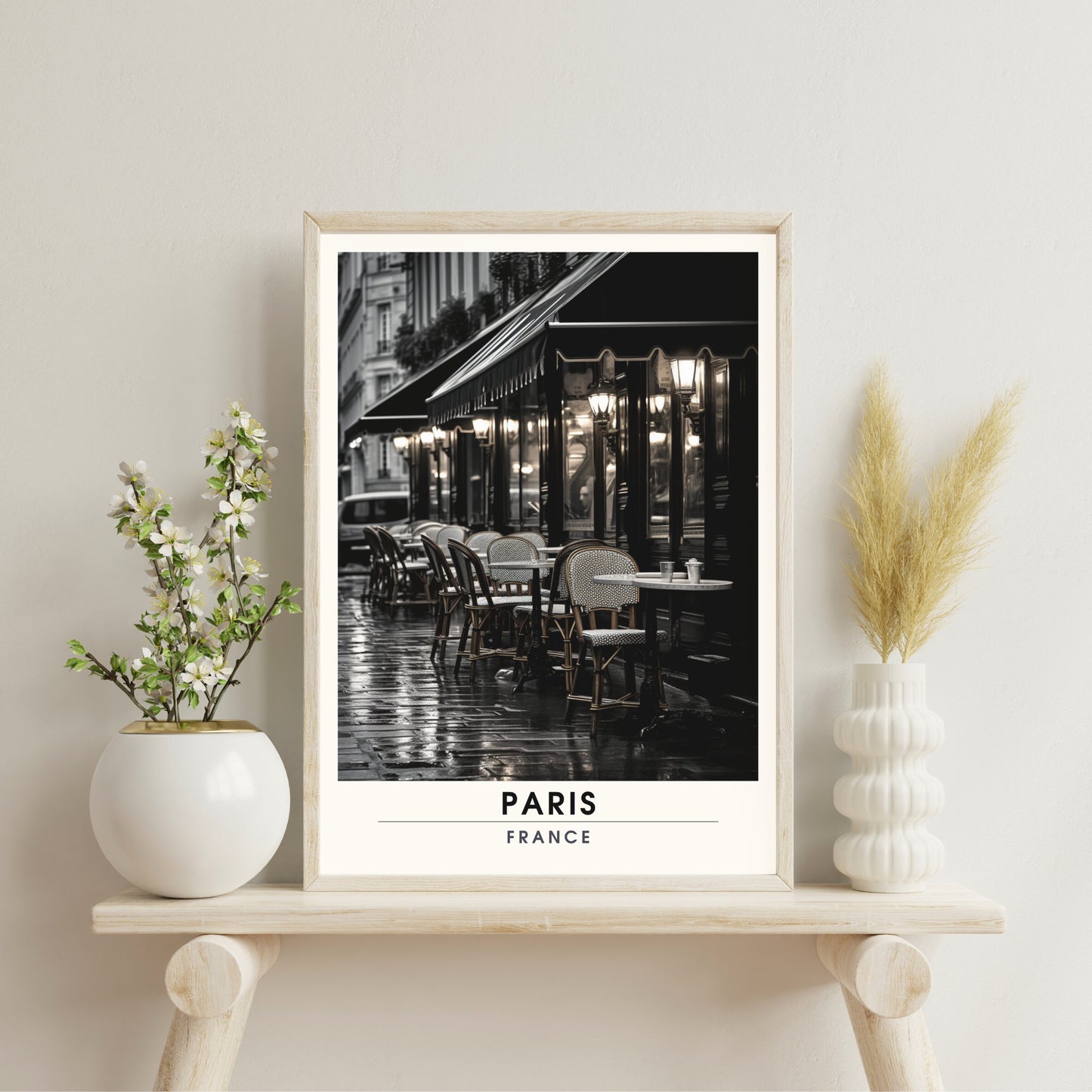 Affiche Paris | Impression de Voyage Paris Noir et Blanc | Café parisien