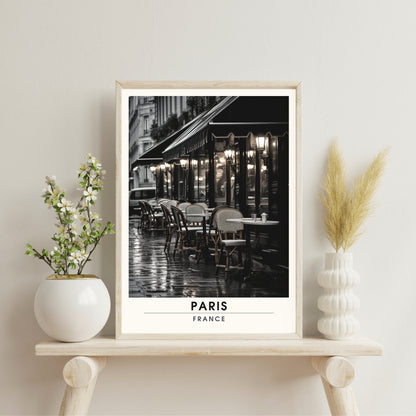 Affiche Paris | Impression de Voyage Paris Noir et Blanc | Café parisien