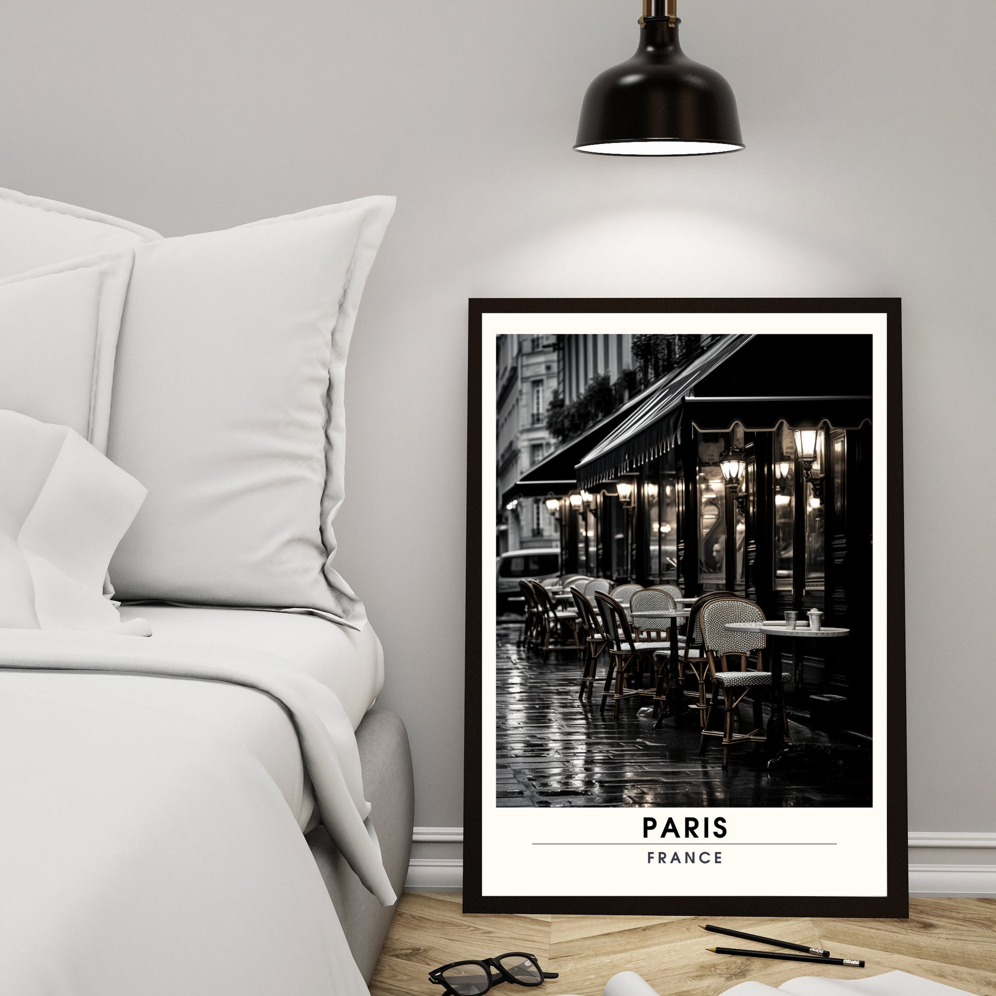 Affiche Paris | Impression de Voyage Paris Noir et Blanc | Café parisien