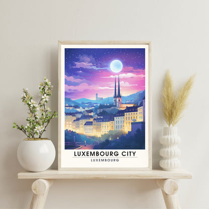 Impression Luxembourg | Affiche de Voyage Luxembourg ville | Voyage nocturne à Luxembourg