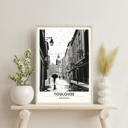 Impression Toulouse | Affiche de Voyage Toulouse | Affiche noir et blanc