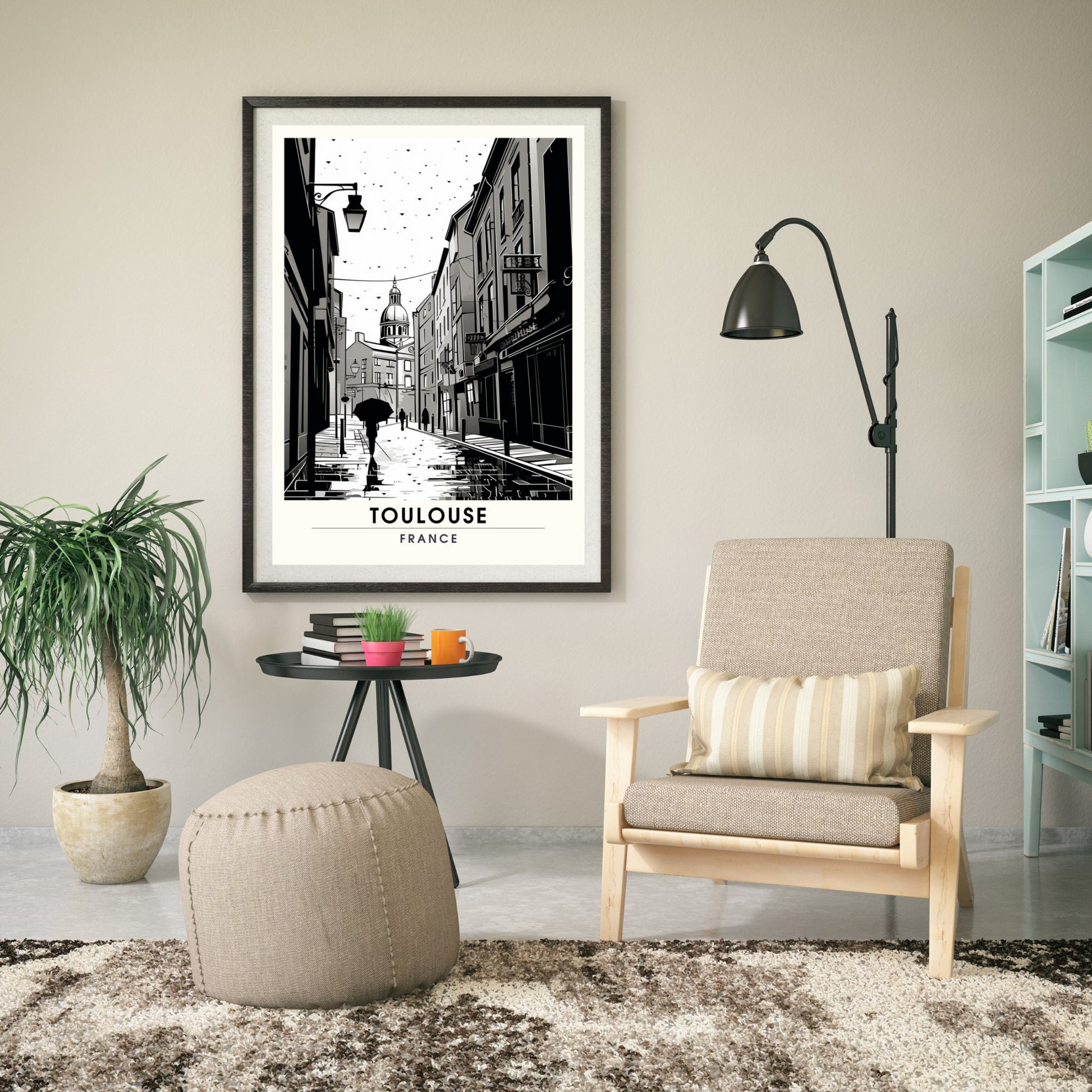 Impression Toulouse | Affiche de Voyage Toulouse | Affiche noir et blanc