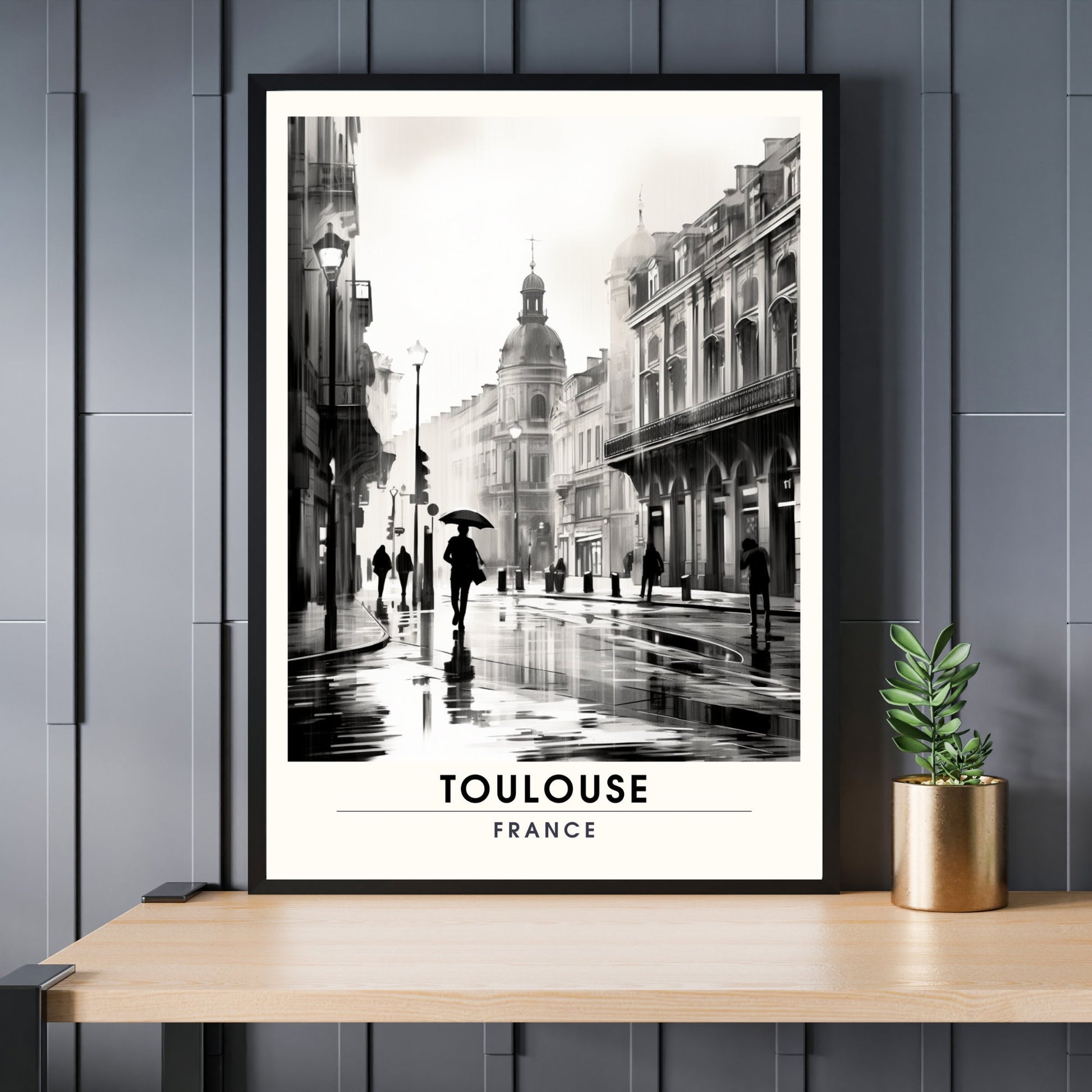 Impression Toulouse | Affiche de Voyage Toulouse | Affiche Toulouse noir et blanc