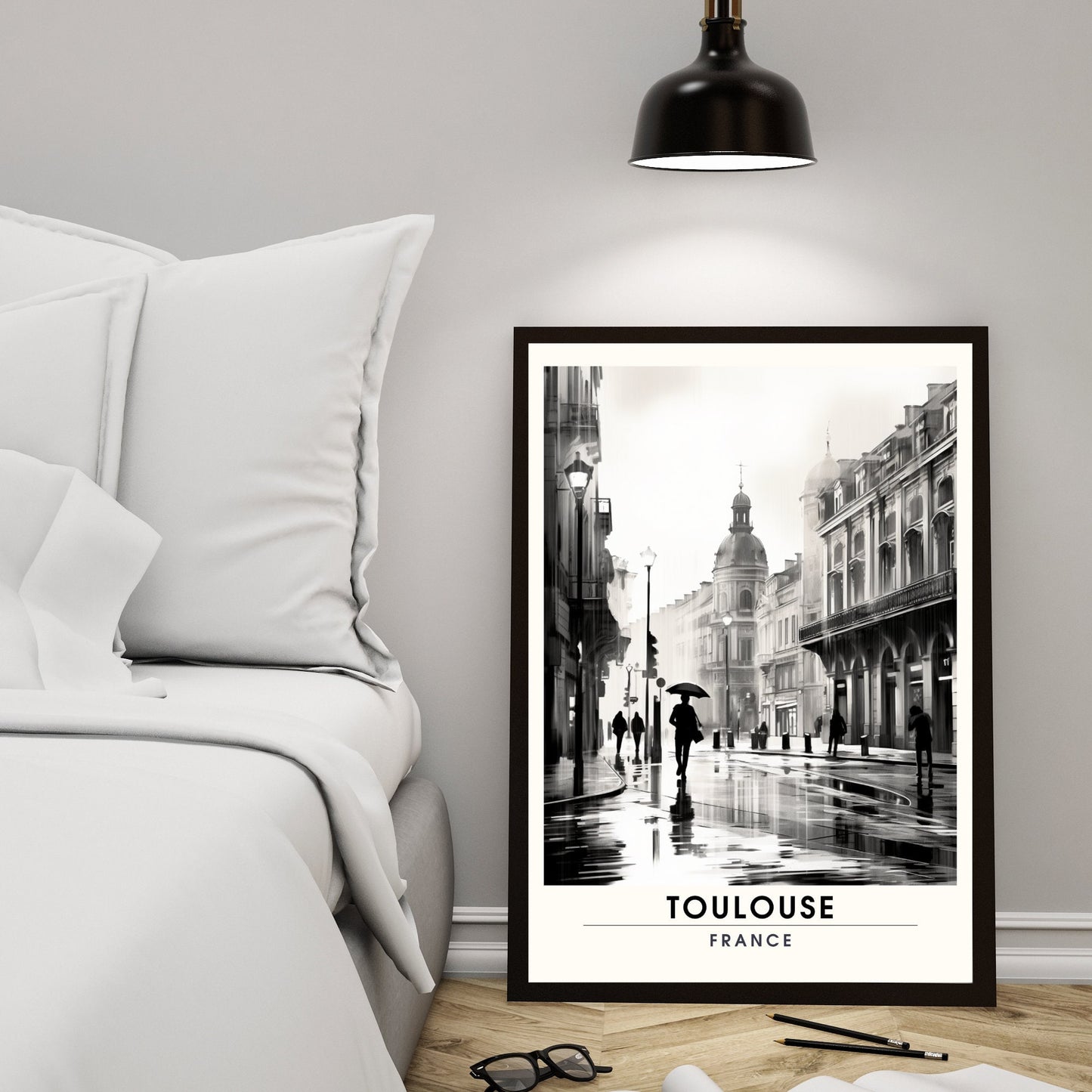 Impression Toulouse | Affiche de Voyage Toulouse | Affiche Toulouse noir et blanc