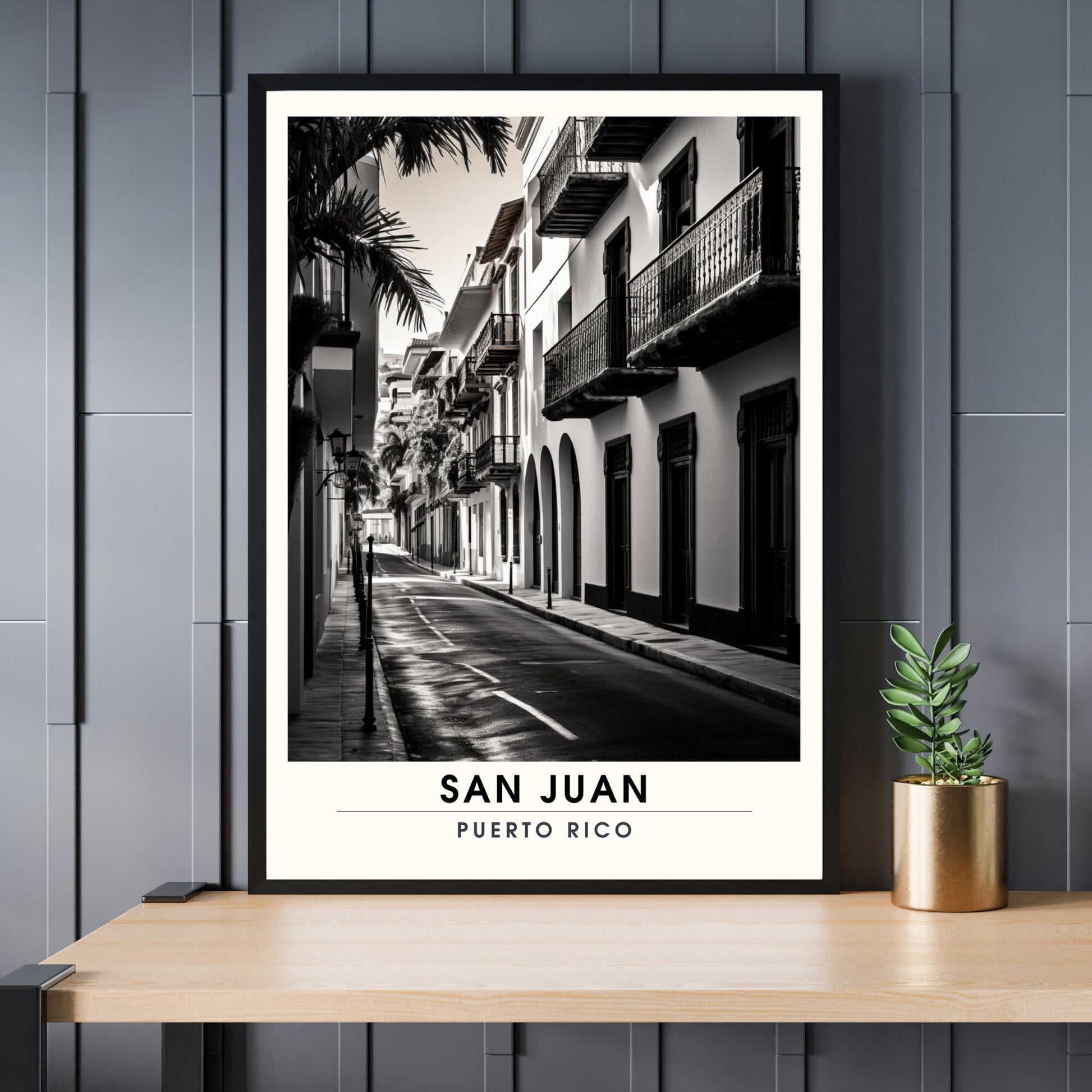 Impression San Juan, Porto Rico | Affiche de Voyage San Juan | Affiche Porto Rico Noir et blanc