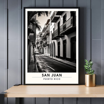 Impression San Juan, Porto Rico | Affiche de Voyage San Juan | Affiche Porto Rico Noir et blanc