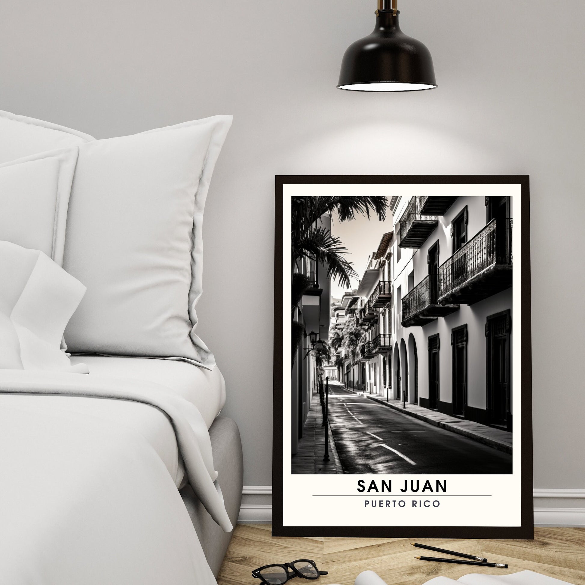 Impression San Juan, Porto Rico | Affiche de Voyage San Juan | Affiche Porto Rico Noir et blanc