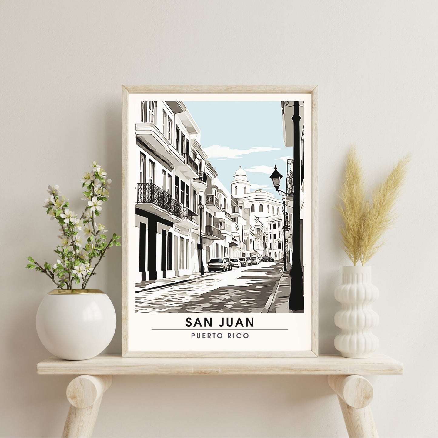 Impression San Juan, Porto Rico | Affiche de Voyage San Juan | Affiche Noir et blanc