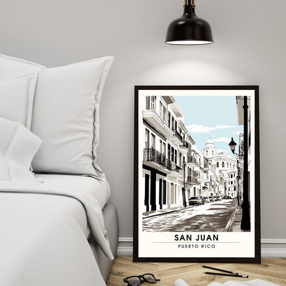 Impression San Juan, Porto Rico | Affiche de Voyage San Juan | Affiche Noir et blanc