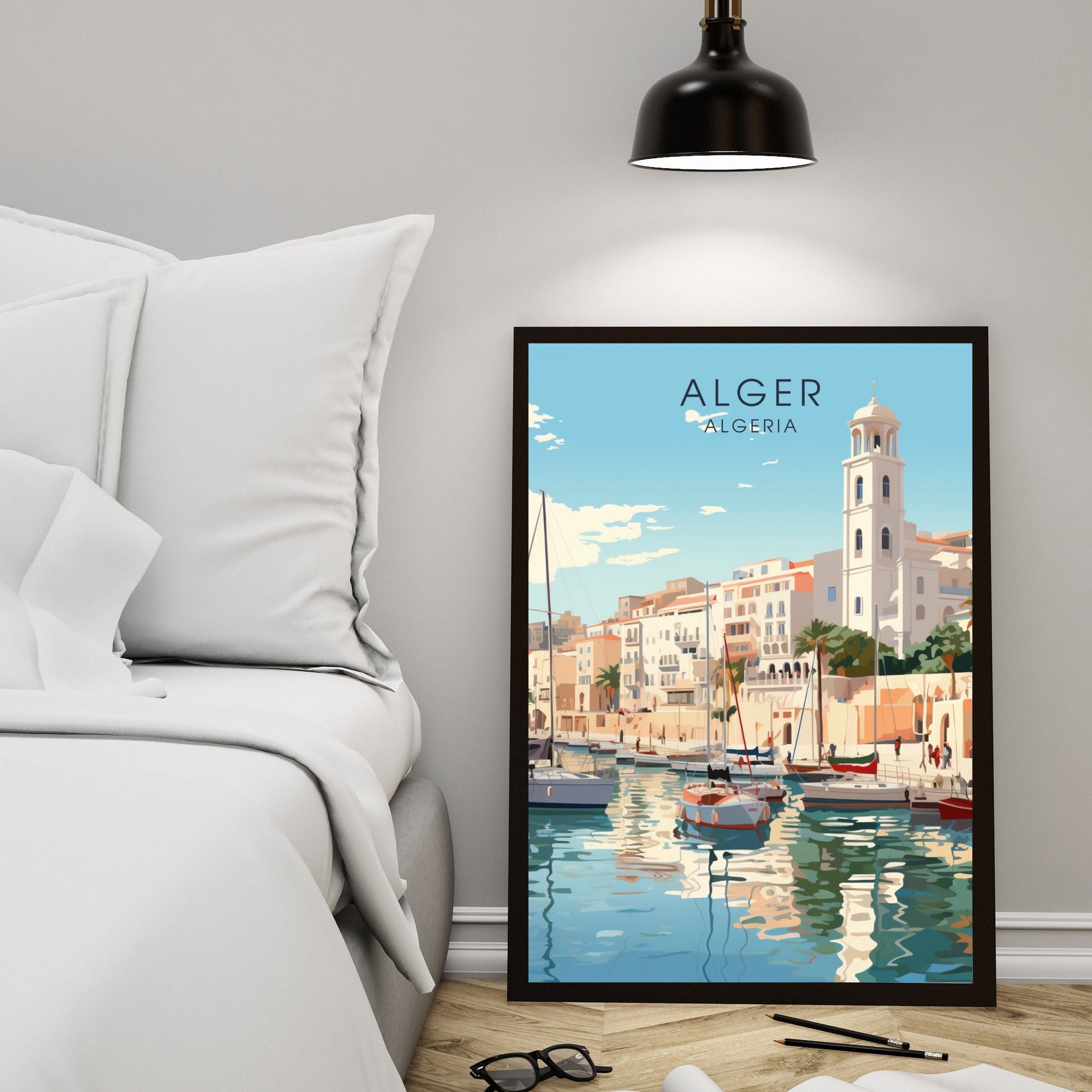 Impression de voyage Alger | Affiche Alger | Affiche port d'Alger