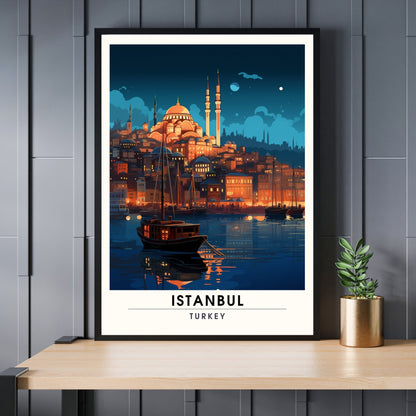 Impression de voyage Istanbul | Affiche Istanbul centre | Voyage nocturne à Istanbul