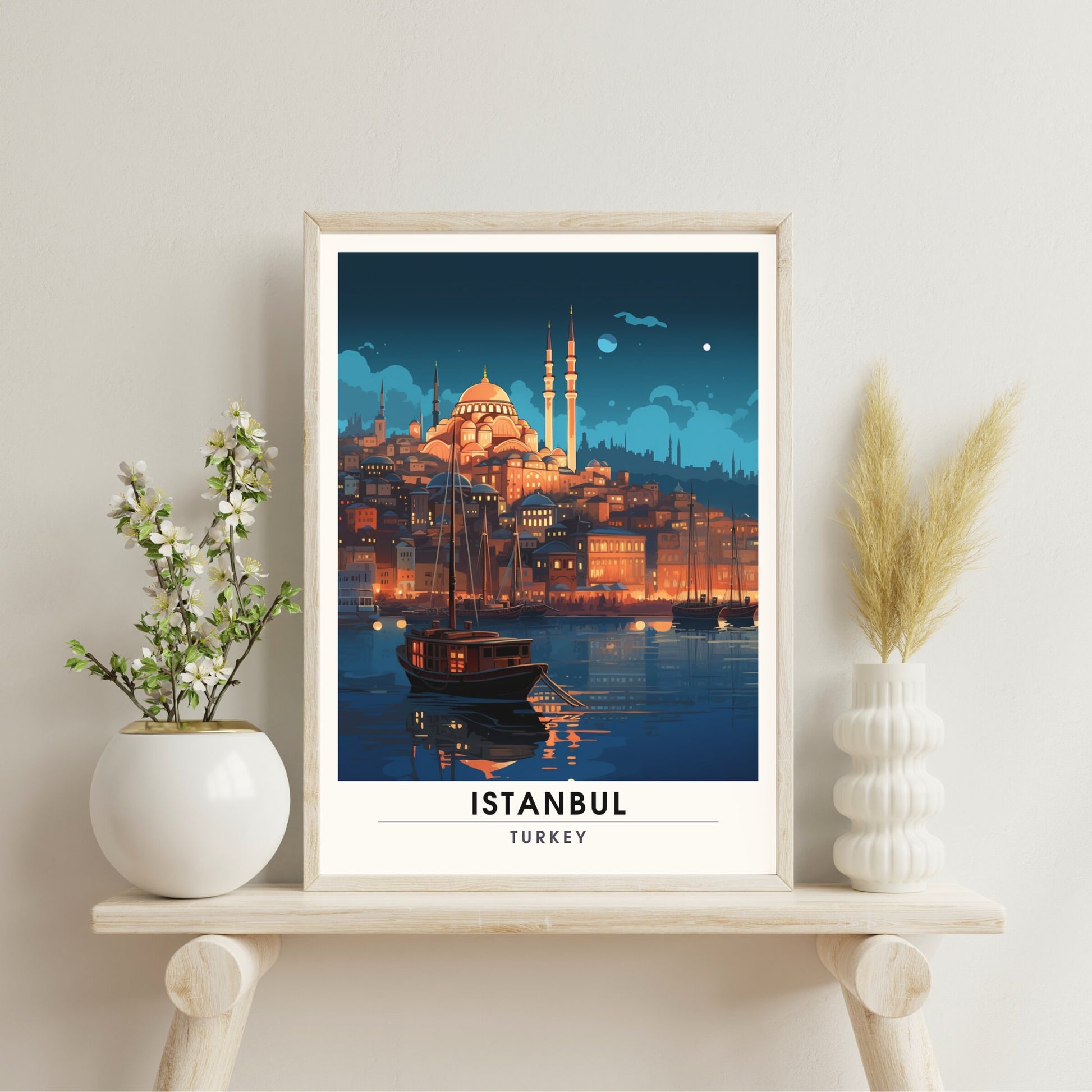 Impression de voyage Istanbul | Affiche Istanbul centre | Voyage nocturne à Istanbul