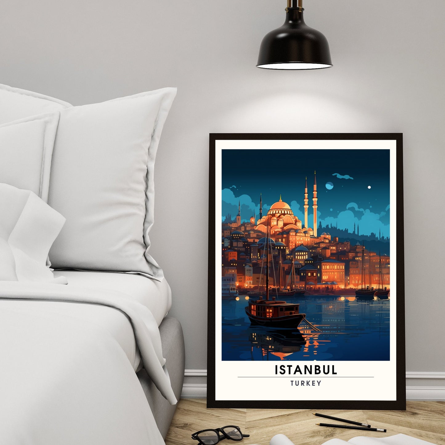 Impression de voyage Istanbul | Affiche Istanbul centre | Voyage nocturne à Istanbul