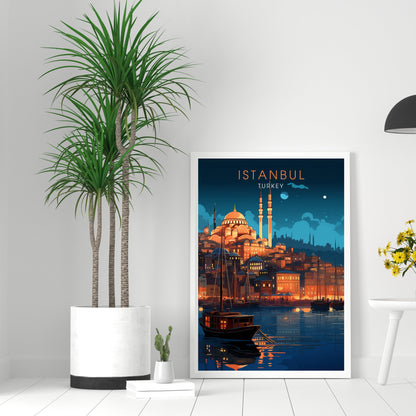 Impression de voyage Istanbul | Affiche Istanbul centre | Voyage nocturne à Istanbul