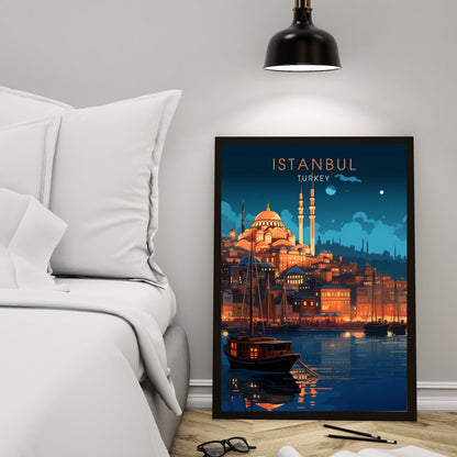 Impression de voyage Istanbul | Affiche Istanbul centre | Voyage nocturne à Istanbul