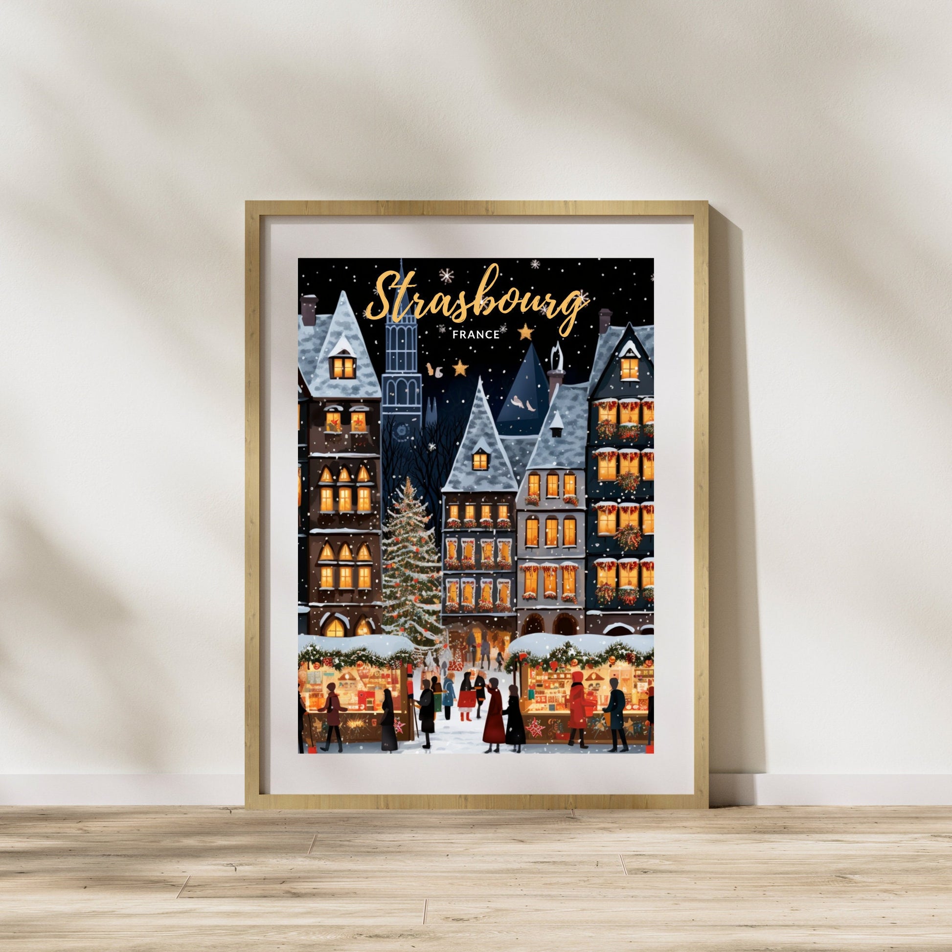 Affiche Strasbourg | Affiche de voyage Strasbourg Noël | Affiche de Noël de Strasbourg, France