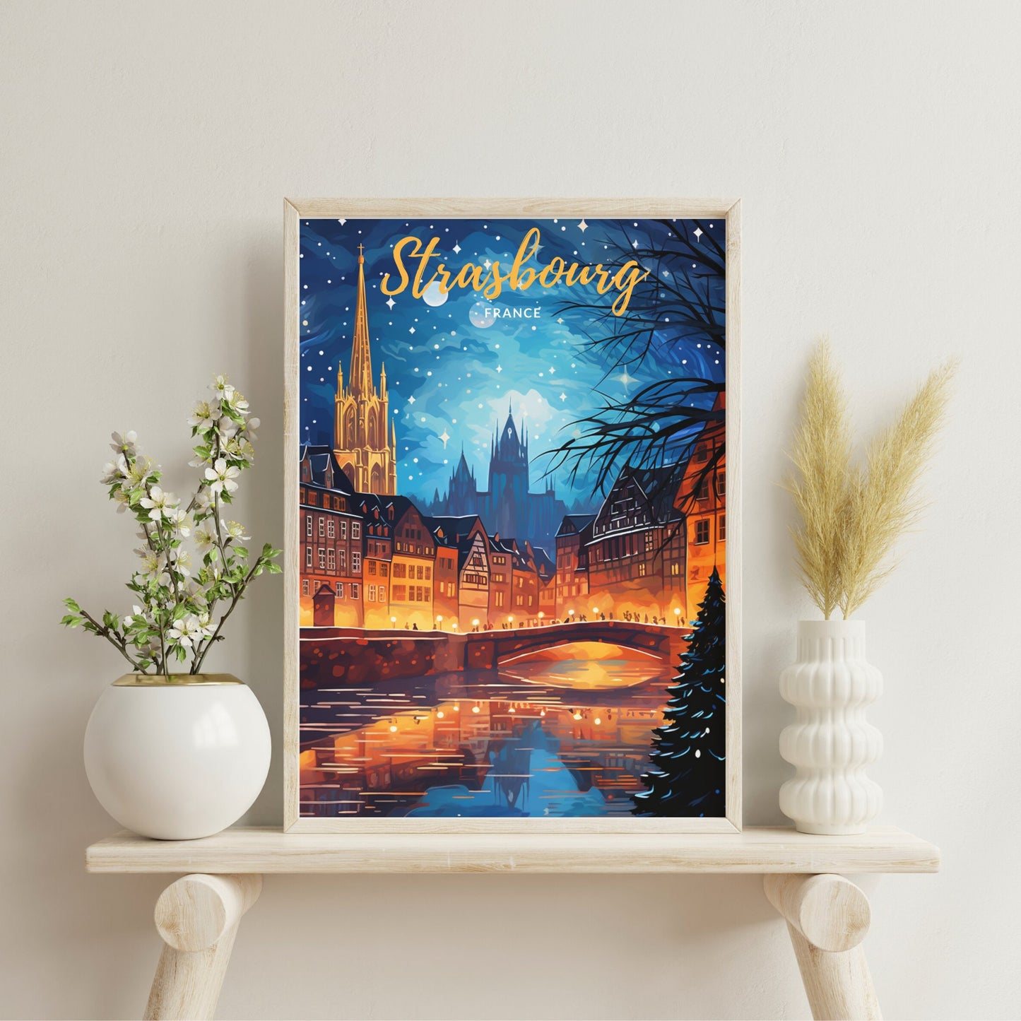 Affiche Strasbourg, France | Impression de voyage Strasbourg Noël | Affiche de Noël de Strasbourg, France