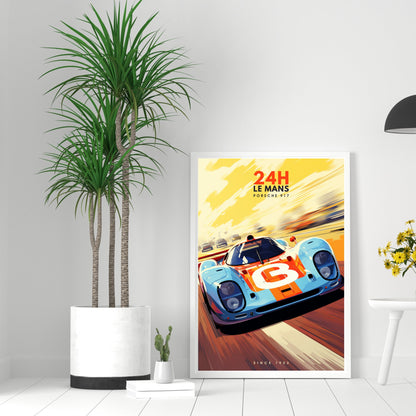 Affiche 24H le Mans | Impression voiture vintage | Porsche 917