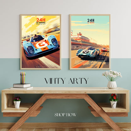 Affiche 24H le Mans | Impression voiture vintage | Porsche 917