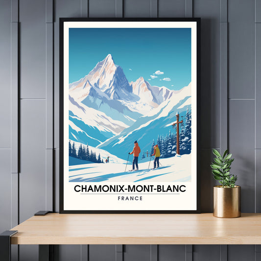 Impression Chamonix-Mont-Blanc | Affiche Chamonix | Impression de voyage Chamonix-Mont-Blanc| Affiche ski