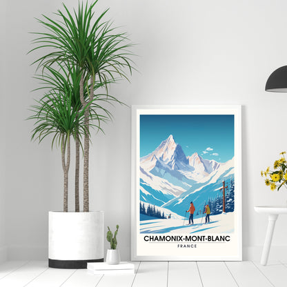 Impression Chamonix-Mont-Blanc | Affiche Chamonix | Impression de voyage Chamonix-Mont-Blanc| Affiche ski