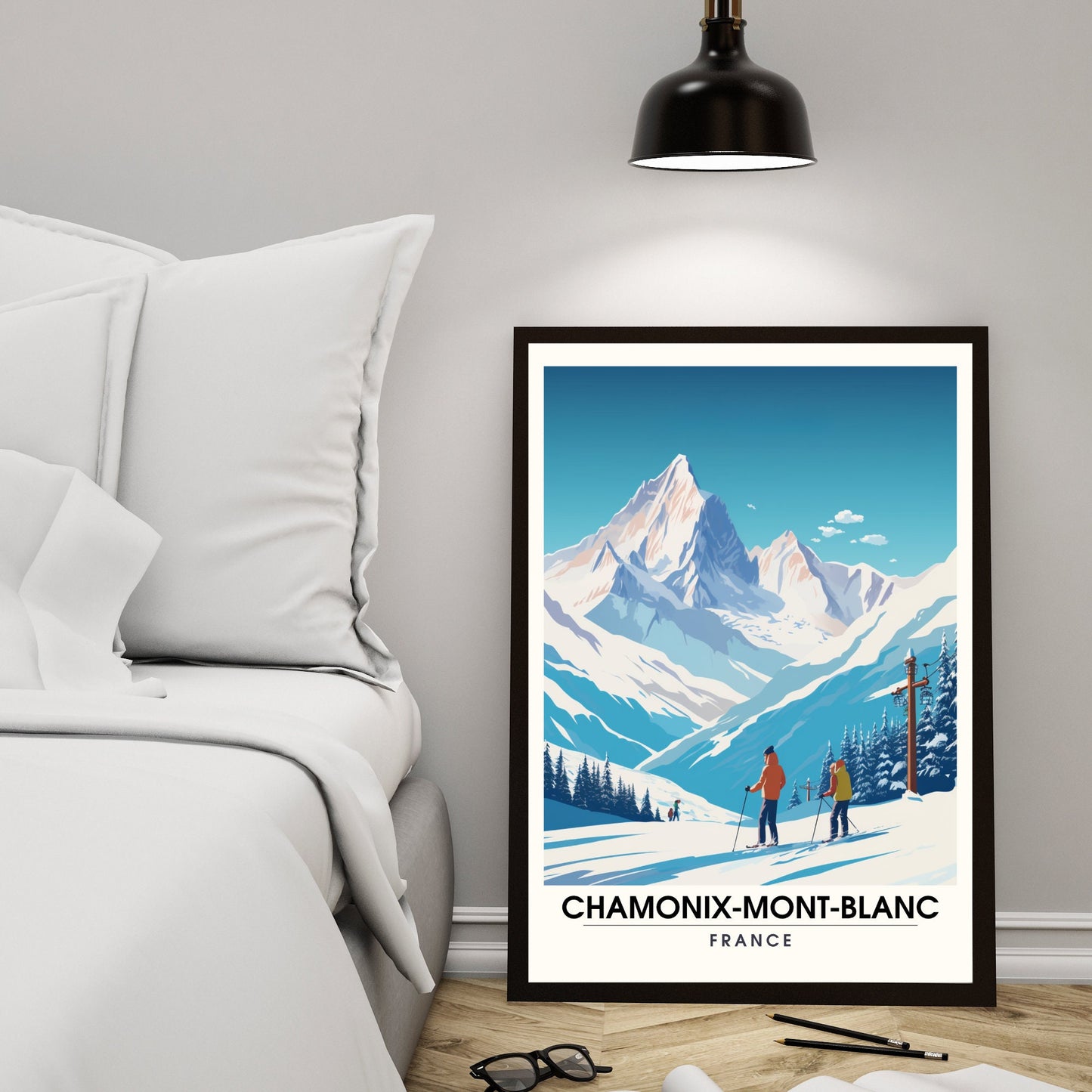 Impression Chamonix-Mont-Blanc | Affiche Chamonix | Impression de voyage Chamonix-Mont-Blanc| Affiche ski