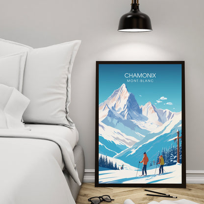 Impression Chamonix-Mont-Blanc | Affiche Chamonix | Impression de voyage Chamonix-Mont-Blanc| Affiche ski