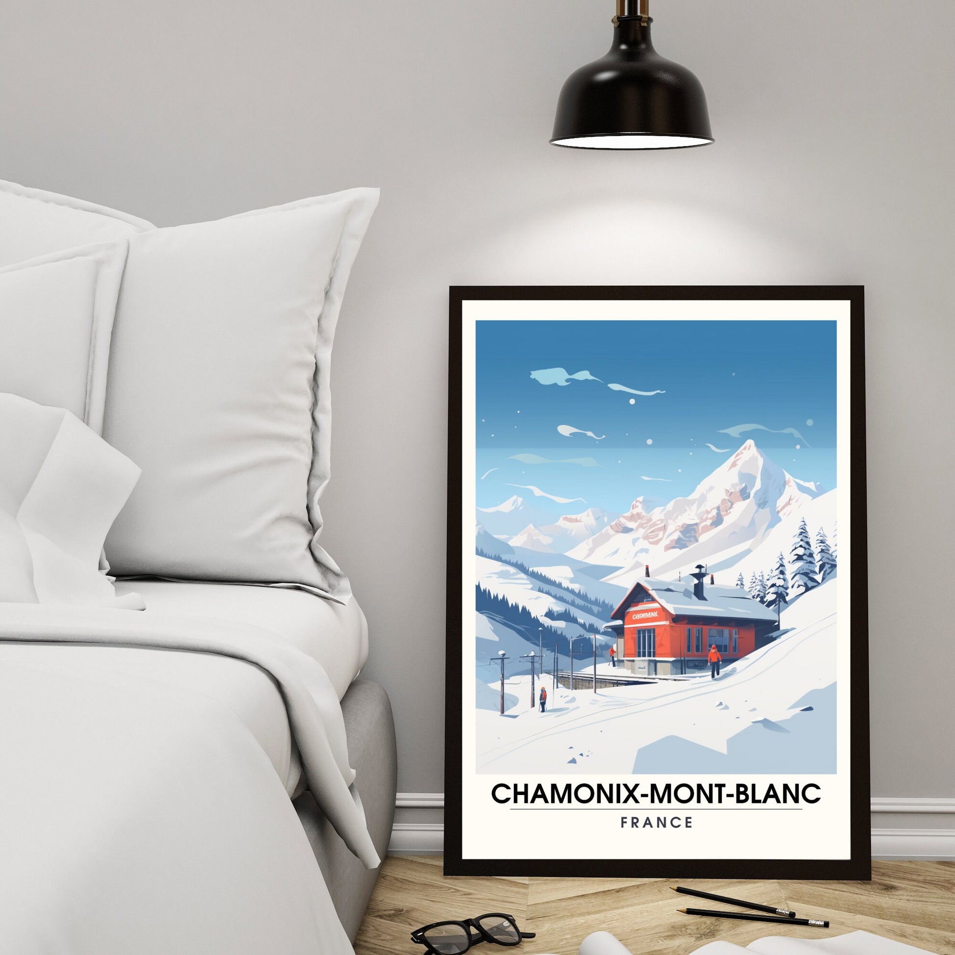 Impression de voyage Chamonix-Mont-Blanc | Affiche de voyage Chamonix | Chamonix-Mont-Blanc, | Affiche Mont Blanc