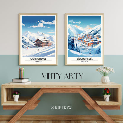 Affiche Courchevel | impression station Courchevel | affiche montagne | Affiche ski