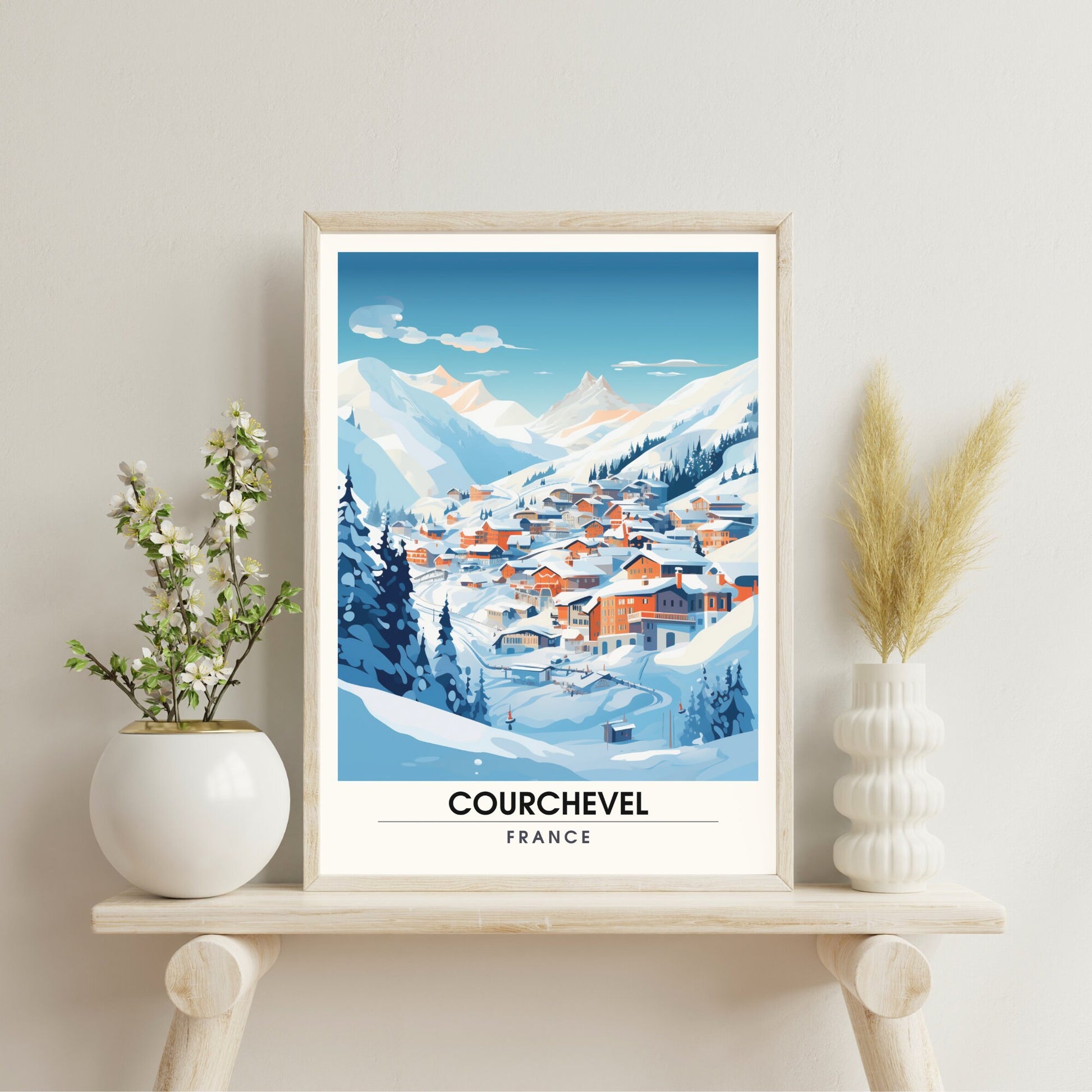 Affiche Courchevel | impression station Courchevel | affiche montagne | Affiche ski