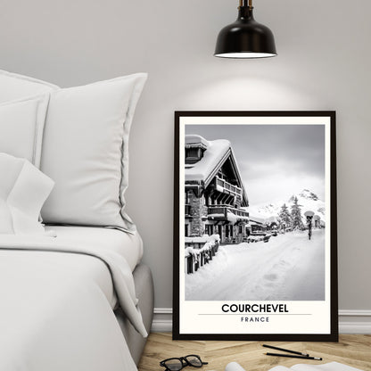 Affiche Courchevel | impression station Courchevel | affiche montagne | Affiche Noir et Blanc