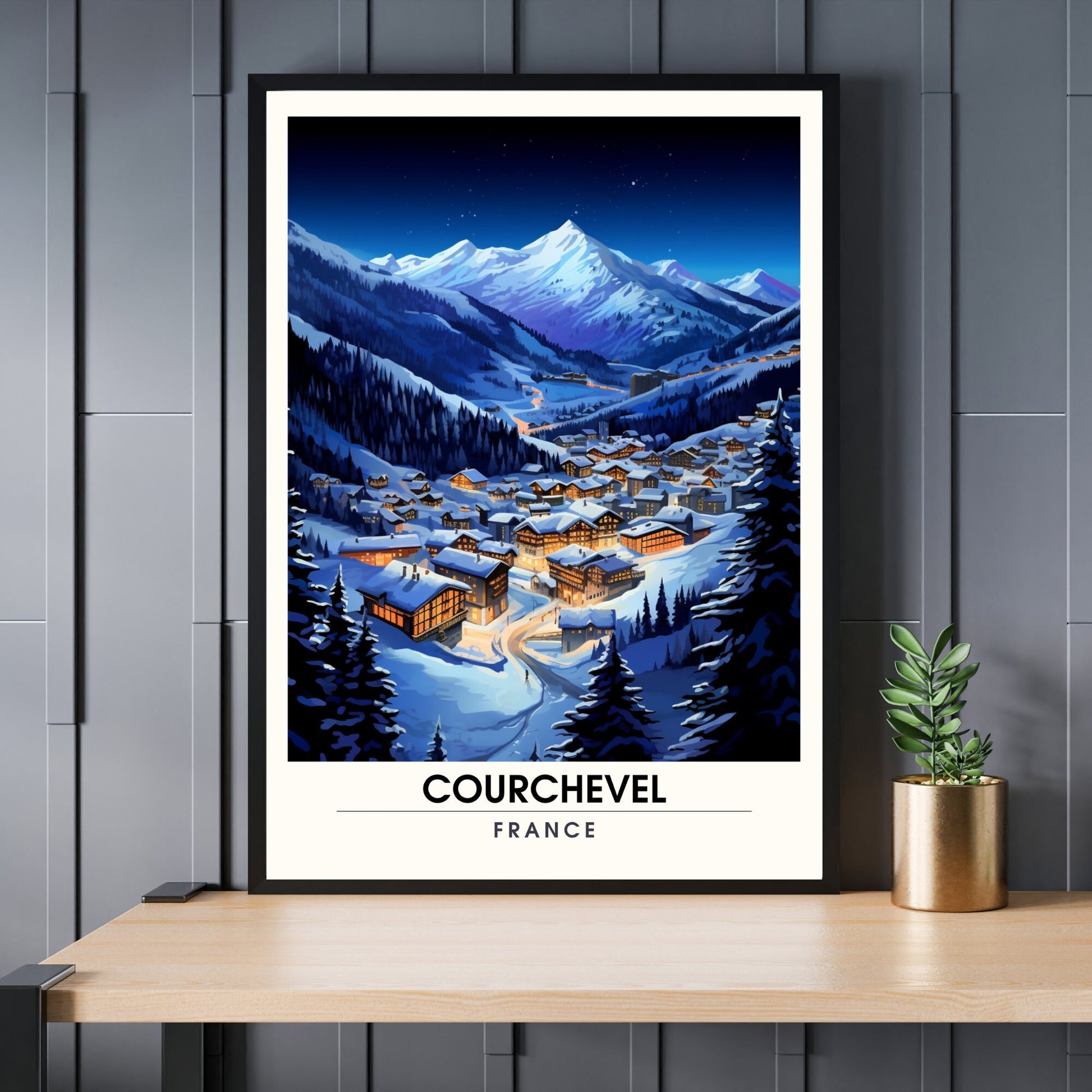 Affiche Courchevel | impression Courchevel | Explorez la splendeur de Courchevel sous un ciel étoilé