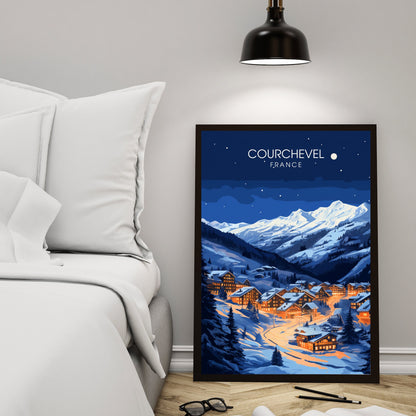 Affiche Courchevel | impression Courchevel | Explorez la beauté mystique de Courchevel de nuit