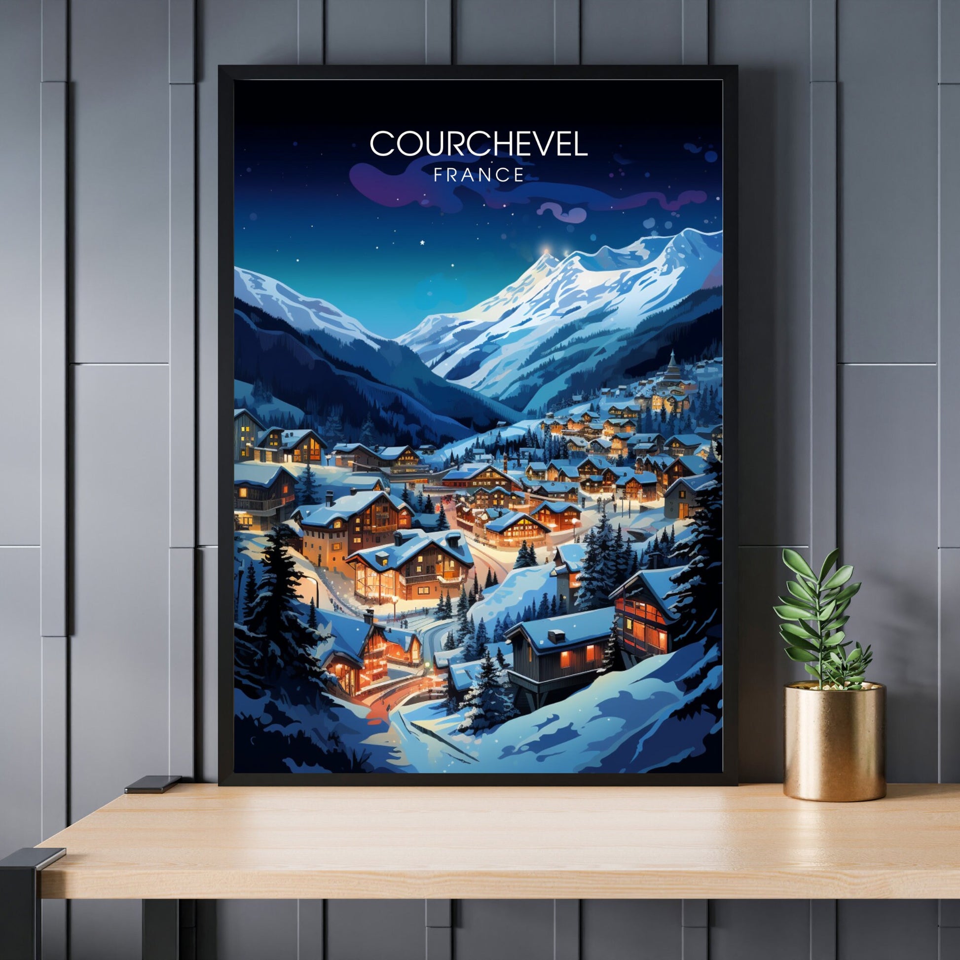 Affiche Courchevel | impression Courchevel | Plongez dans la magie nocturne de Courchevel