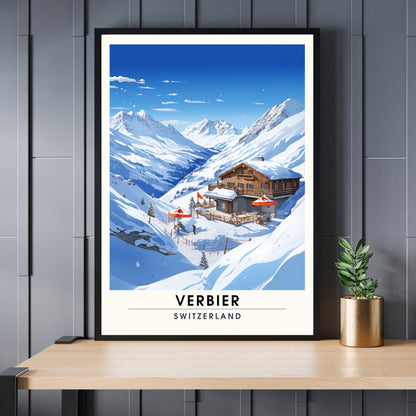 Affiche Verbier, Suisse | impression Verbier | Affiche de voyage Verbier | Affiche Suisse