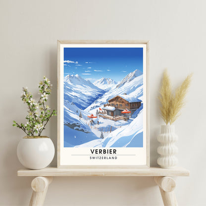 Affiche Verbier, Suisse | impression Verbier | Affiche de voyage Verbier | Affiche Suisse