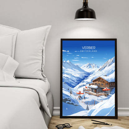 Affiche Verbier, Suisse | impression Verbier | Affiche de voyage Verbier | Explorez la majesté des Alpes suisses