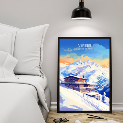 Affiche Verbier, Suisse | impression Verbier | Plongez dans la beauté des Alpes suisses