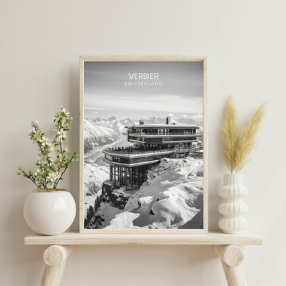 Affiche Verbier, Suisse | impression Verbier | Noir et blanc