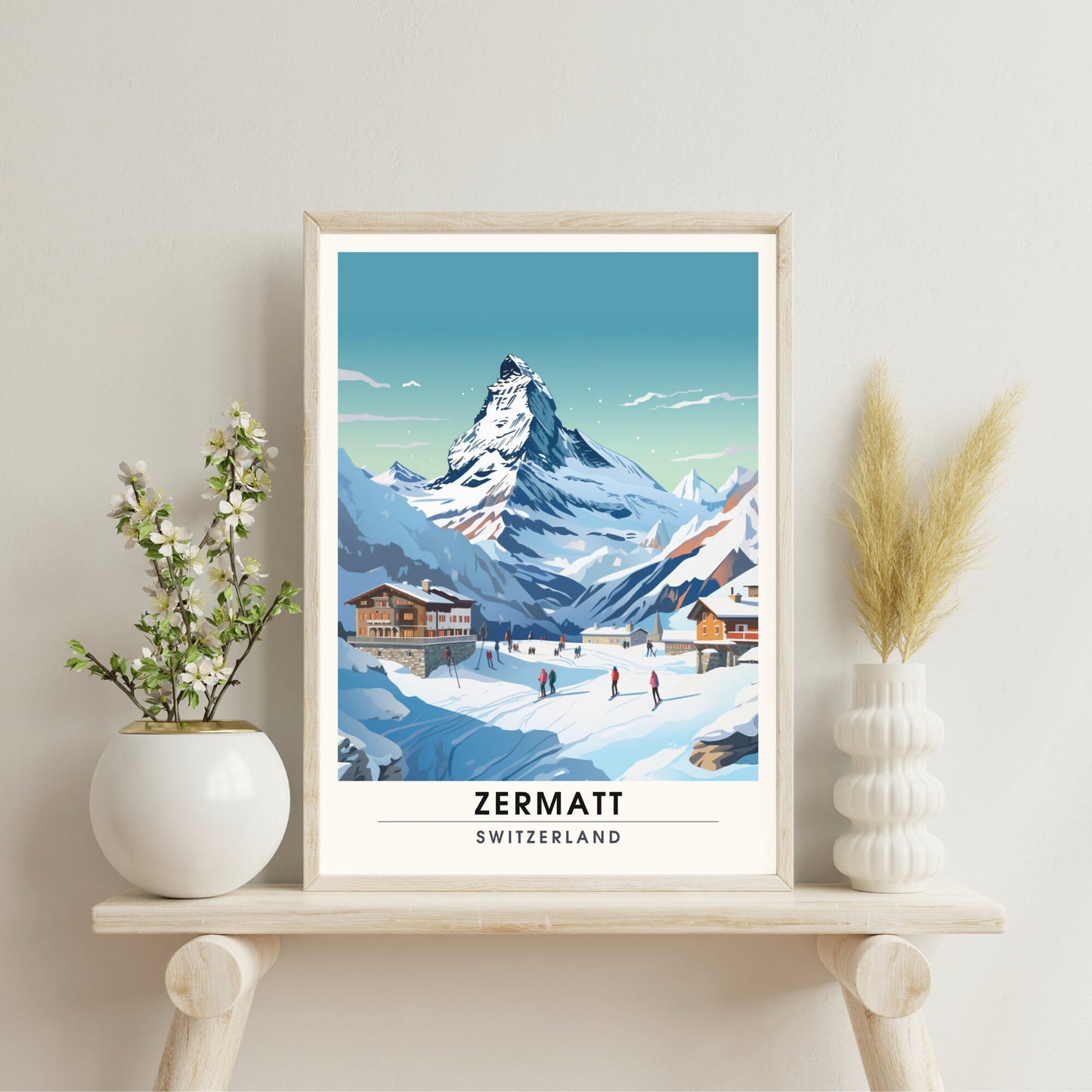 Affiche Zermatt, Suisse | impression Zermatt | Affiche Ski