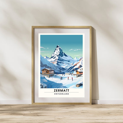 Affiche Zermatt, Suisse | impression Zermatt | Affiche Ski