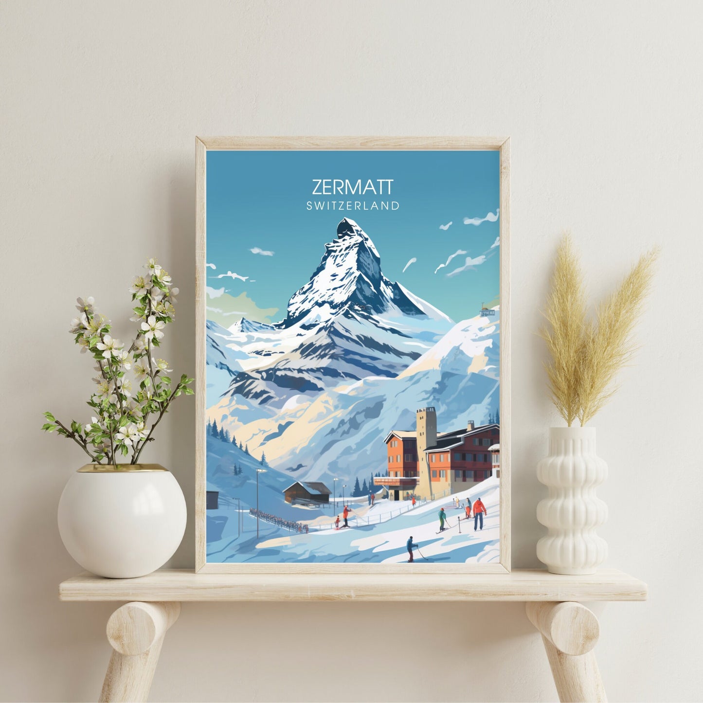 Affiche Zermatt, Suisse | impression Zermatt | affiche Voyage ski