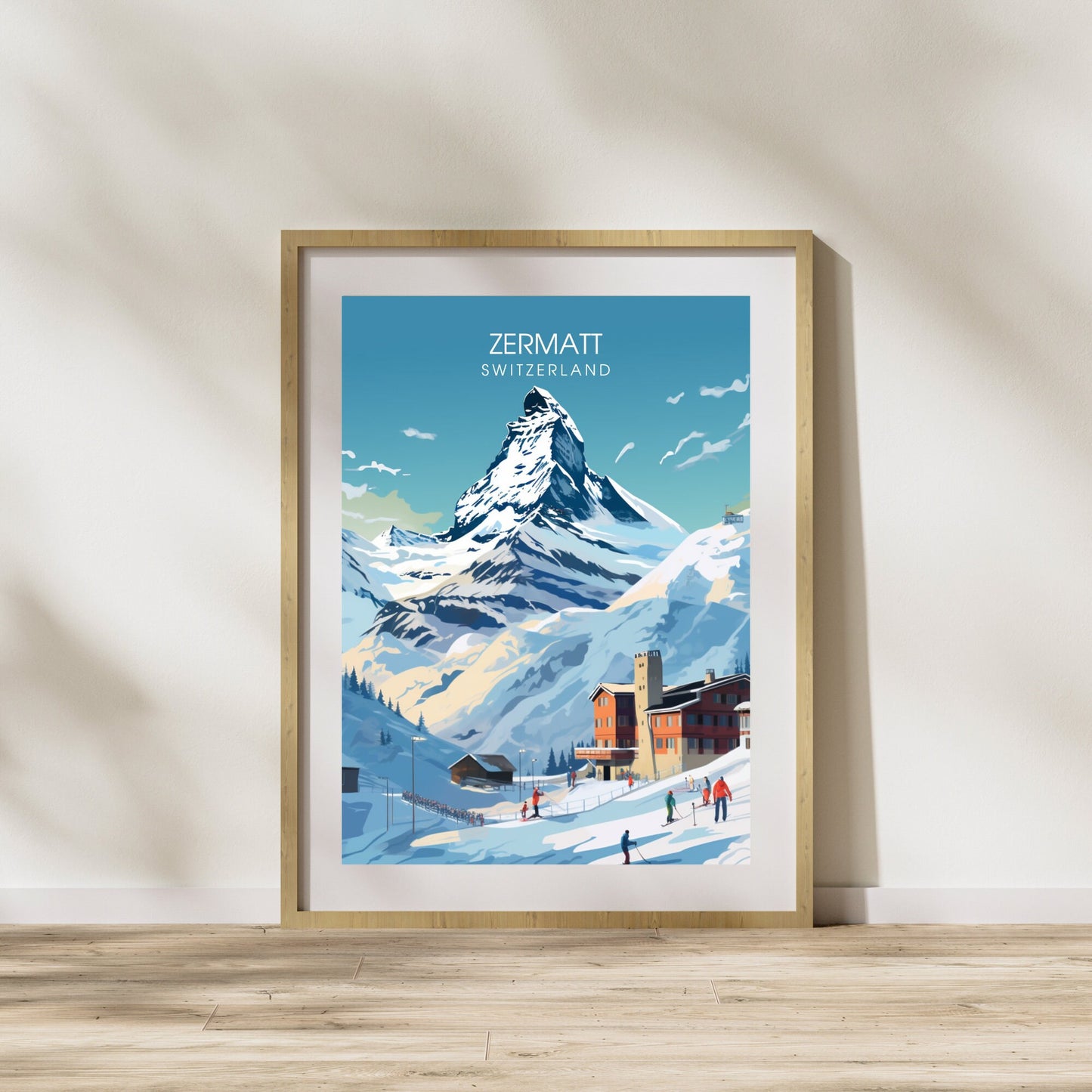 Affiche Zermatt, Suisse | impression Zermatt | affiche Voyage ski