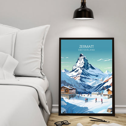 Affiche de voyage Zermatt, Suisse | impression Zermatt | affiche Voyage ski