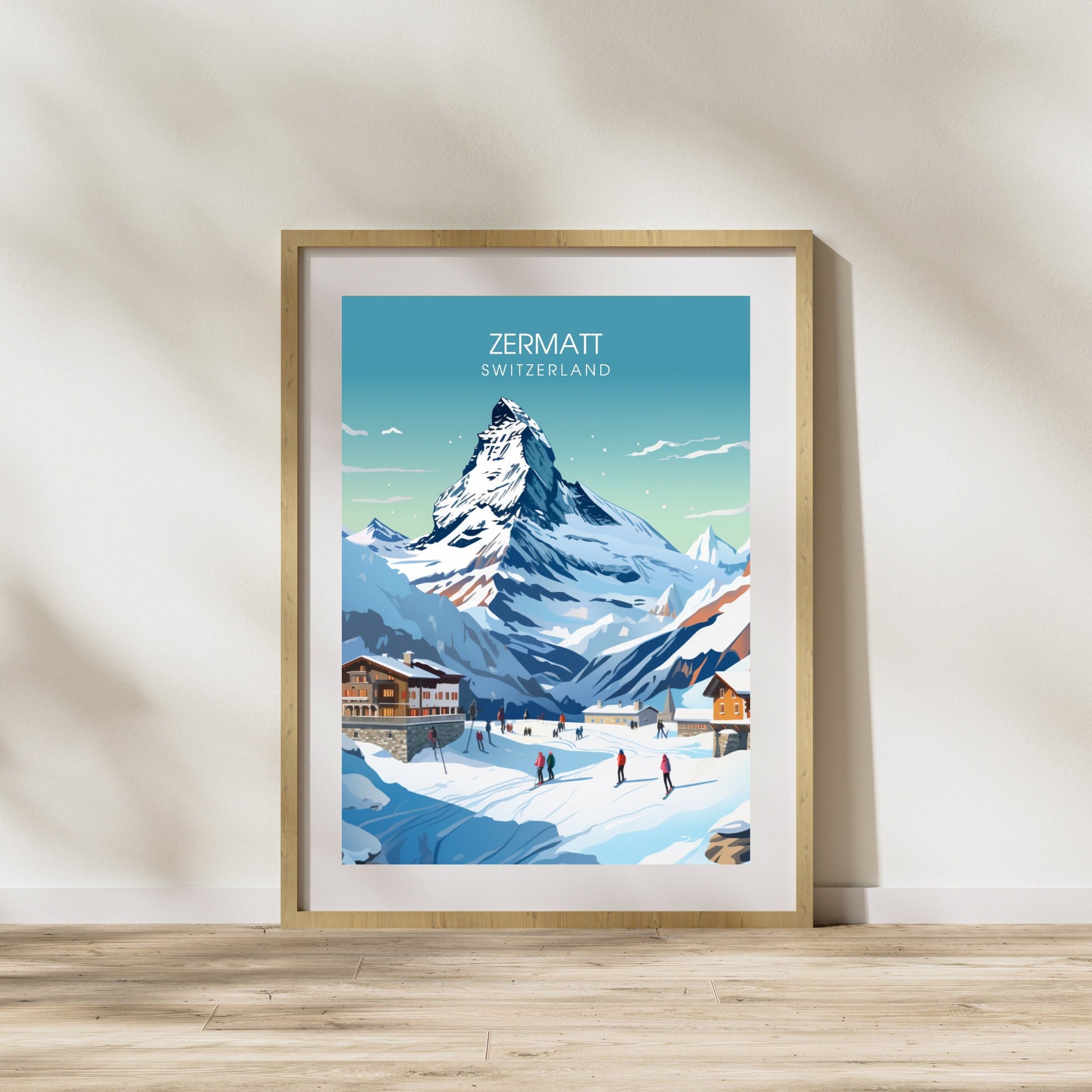 Affiche de voyage Zermatt, Suisse | impression Zermatt | affiche Voyage ski