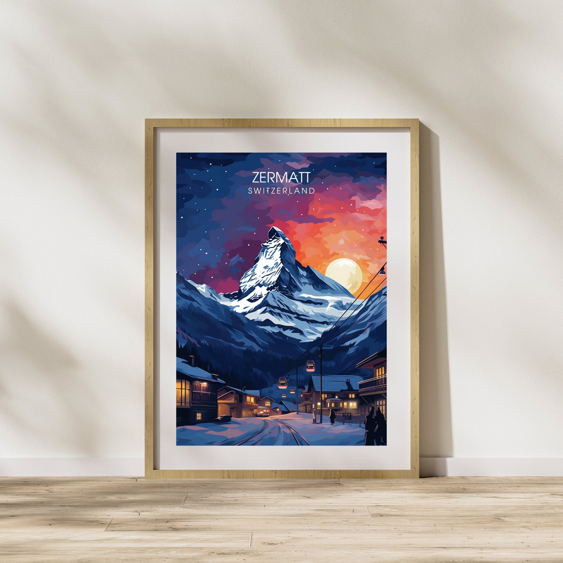 Affiche Zermatt, Suisse | impression Zermatt | affiche Zermatt nuit